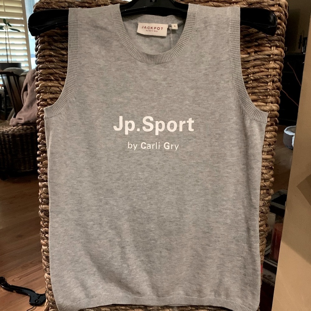 Sporty Light Grey Jackpot Tank Top, size Medium